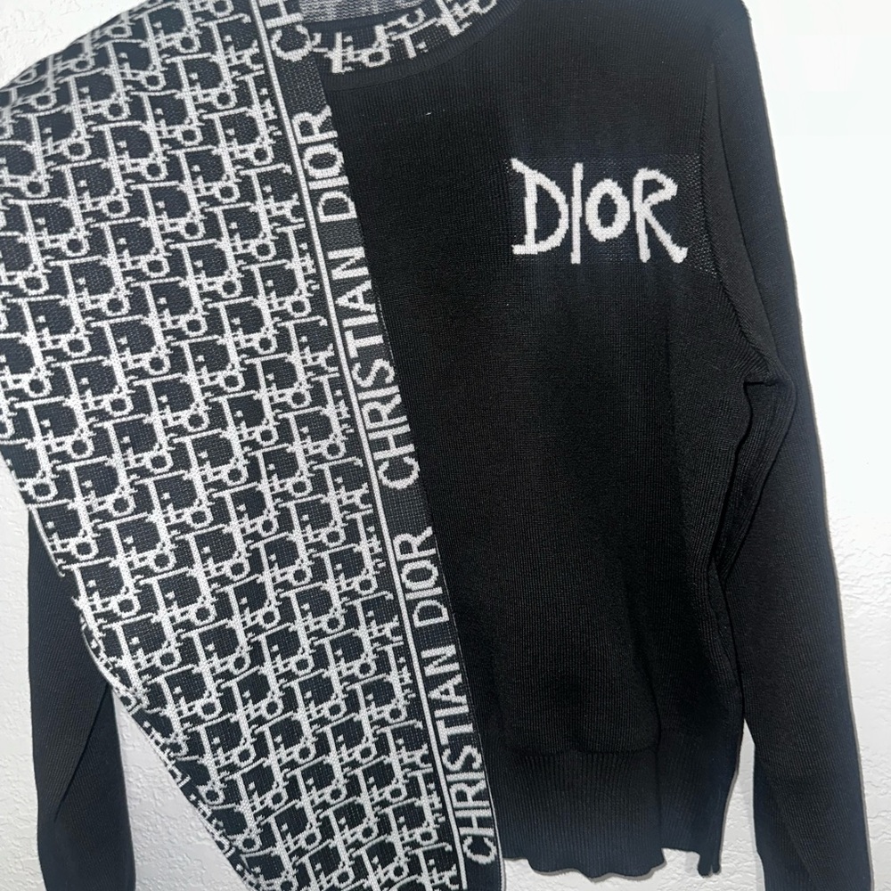 Dior Black Knit Pullover with White Logo